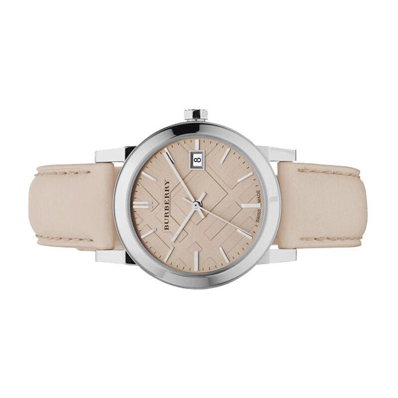 Burberry The City Silver Dial Beige Leather Strap Unisex Watch - BU9010 Buy Now By Burberry