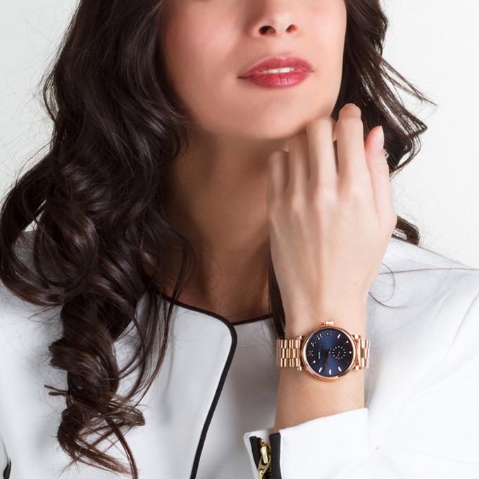 Marc Jacobs Baker Blue Dial Rose Gold Steel Strap Watch for Women - MBM3330 Buy Now By Marc Jacobs