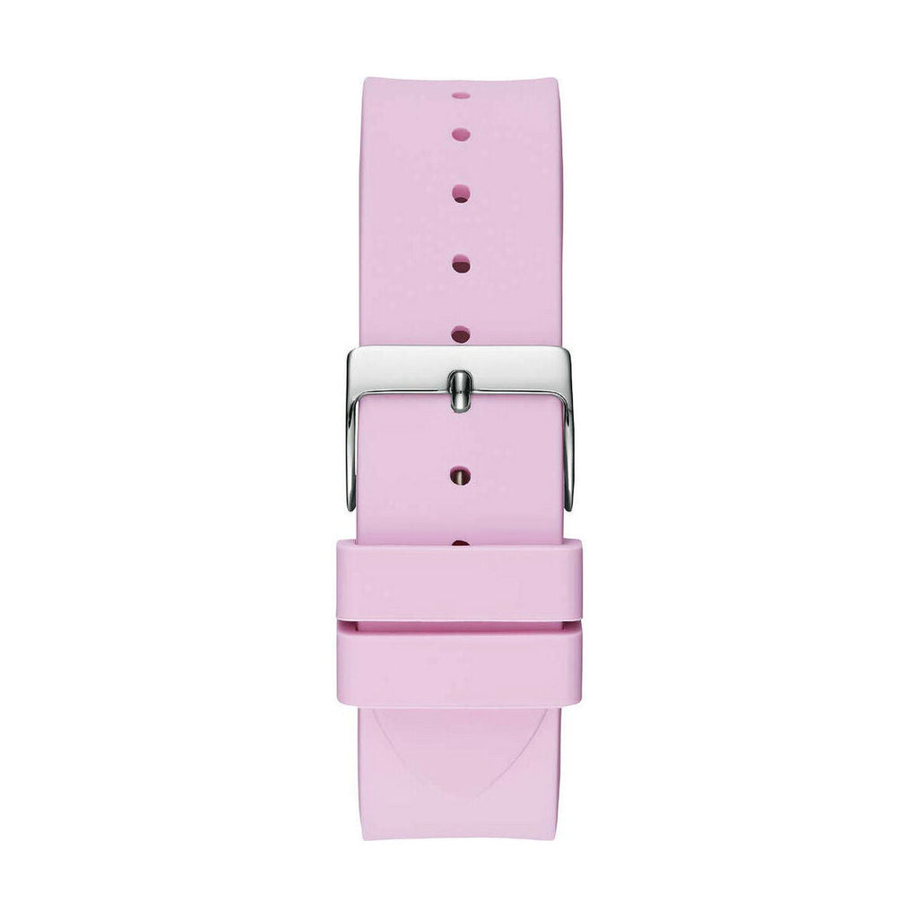 Guess Crush Crystals Silver Dial Pink Rubber Strap Watch for Women - W1223L1 Buy Now By Guess