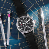 IWC Pilot's Watch Chronograph Black Dial Black Leather Strap Watch for Men - IW377709 Buy Now By IWC