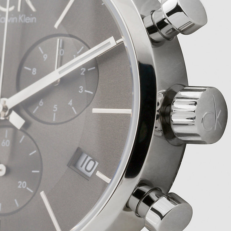 Calvin Klein City Chronograph Black Dial Black Leather Strap Watch for Men - K2G271C3 Buy Now By Calvin Klein