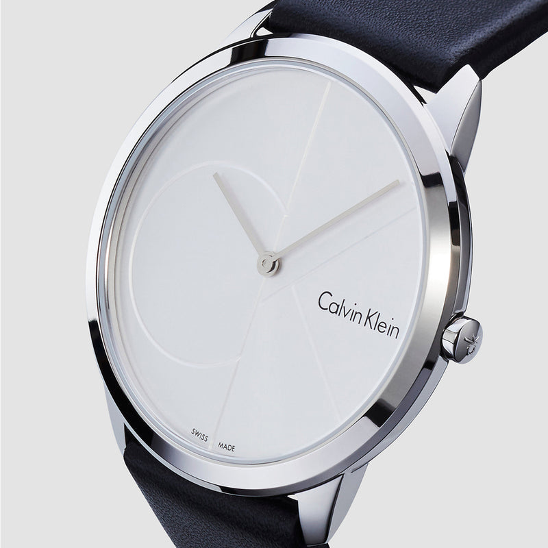 Calvin Klein Minimal Silver Dial Brown Leather Strap Watch for Men - K3M221G6 Buy Now By Calvin Klein