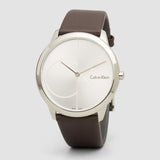Calvin Klein Minimal Silver Dial Brown Leather Strap Watch for Men - K3M211G6 Buy Now By Calvin Klein