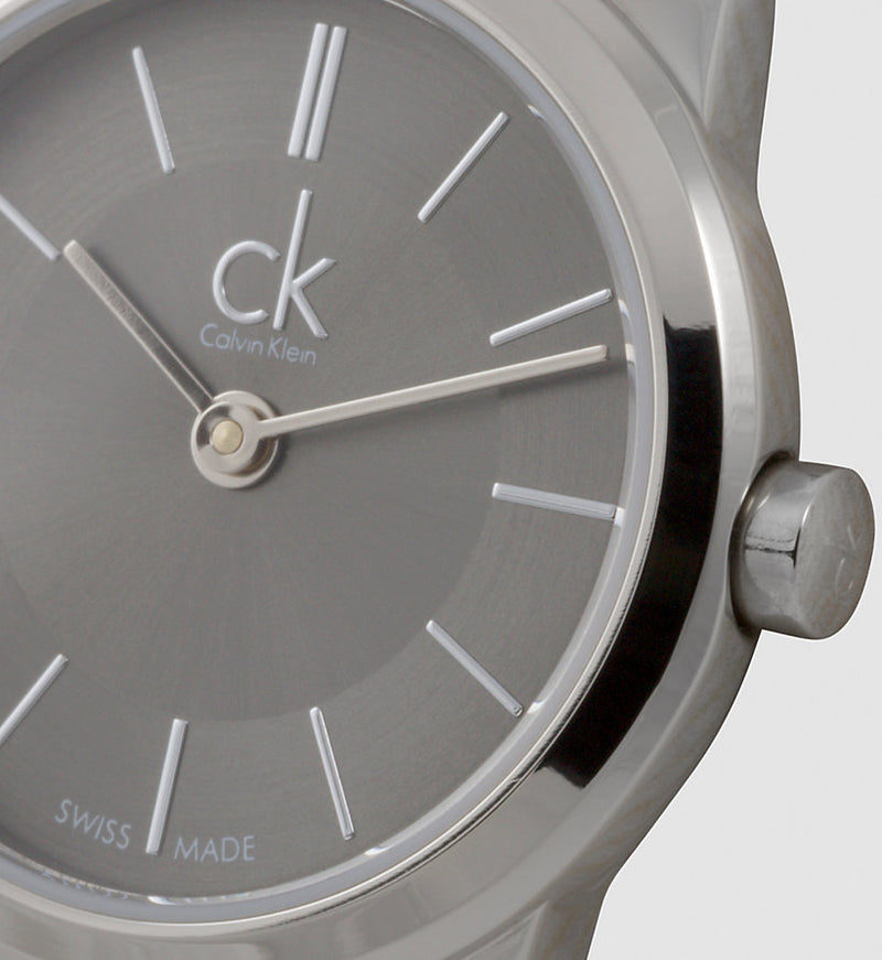 Calvin Klein Minimal Grey Dial Silver Mesh Bracelet Watch for Women - K3M23124 Buy Now By Calvin Klein