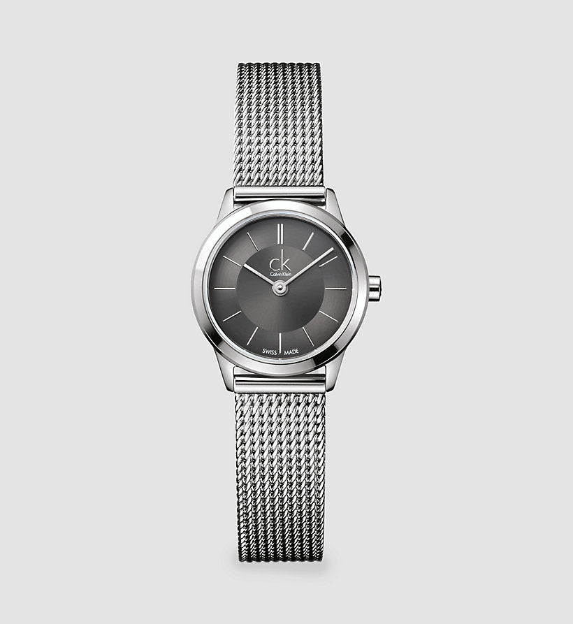 Calvin Klein Minimal Grey Dial Silver Mesh Bracelet Watch for Women - K3M23124 Buy Now By Calvin Klein