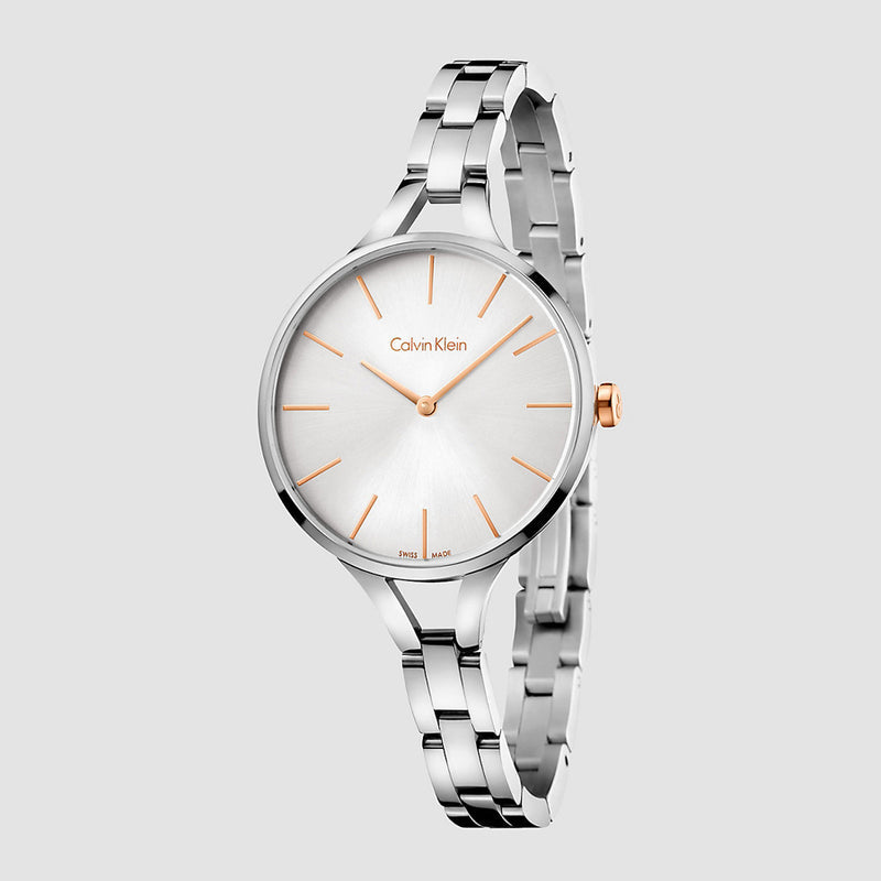 Calvin Klein Graphic Silver Dial Silver Steel Strap Watch for Women - K7E23B46 Buy Now By Calvin Klein
