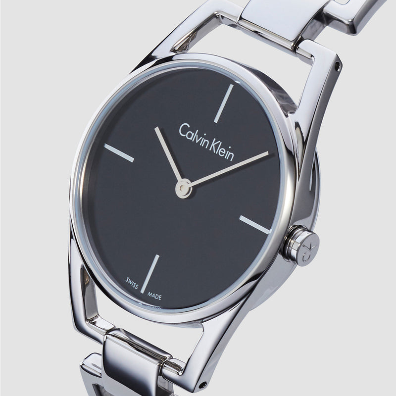 Calvin Klein Dainty Black Dial Silver Steel Strap Watch for Women - K7L23141 Buy Now By Calvin Klein