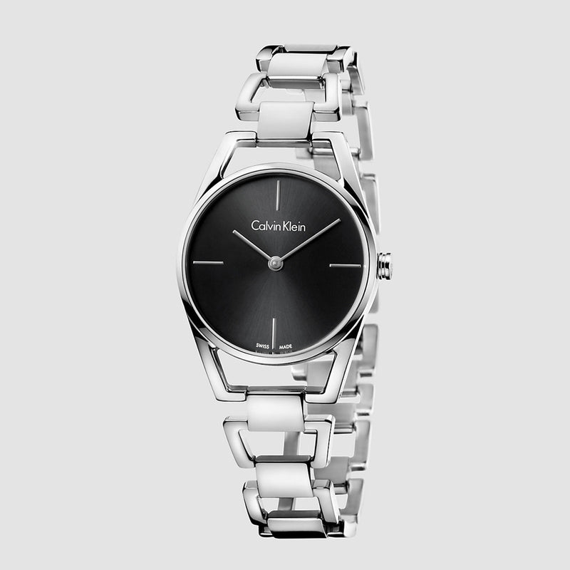 Calvin Klein Dainty Black Dial Silver Steel Strap Watch for Women - K7L23141 Buy Now By Calvin Klein