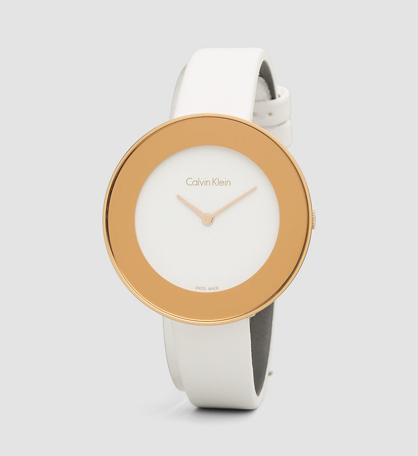 Calvin Klein Chic White Dial White Leather Strap Watch for Women - K7N236K2 Buy Now By Calvin Klein