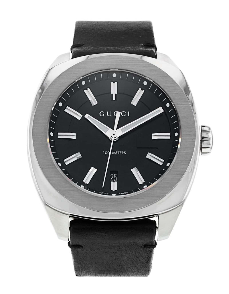 Gucci GG2570 Black Dial Black Leather 44mm Watch For Men - YA142208 Buy Now By Gucci