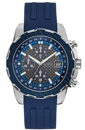 Guess Octane Chronograph Black Dial Blue Rubber Strap Watch For Men - W1047G2 Buy Now By Guess
