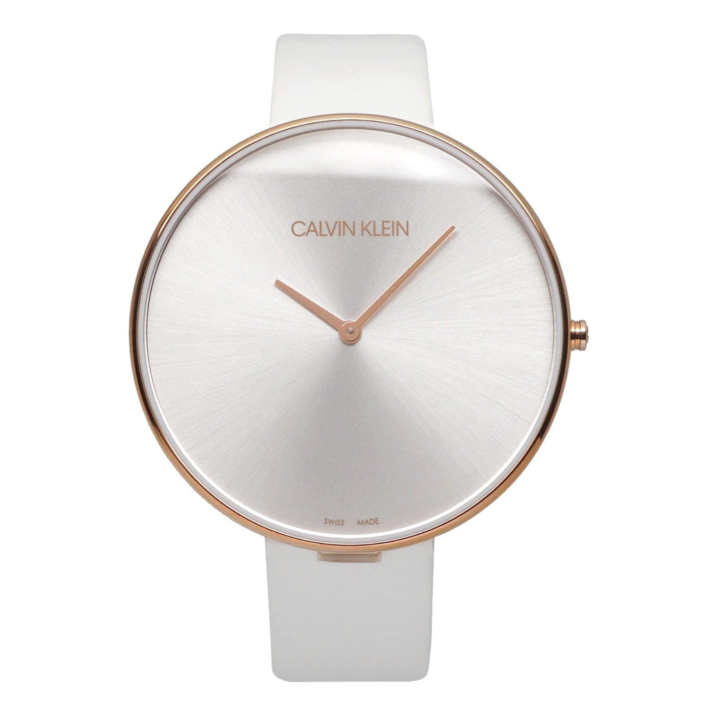 Calvin Klein Full Moon White Dial White Leather Strap Watch for Women - K8Y236L6 Buy Now By Calvin Klein