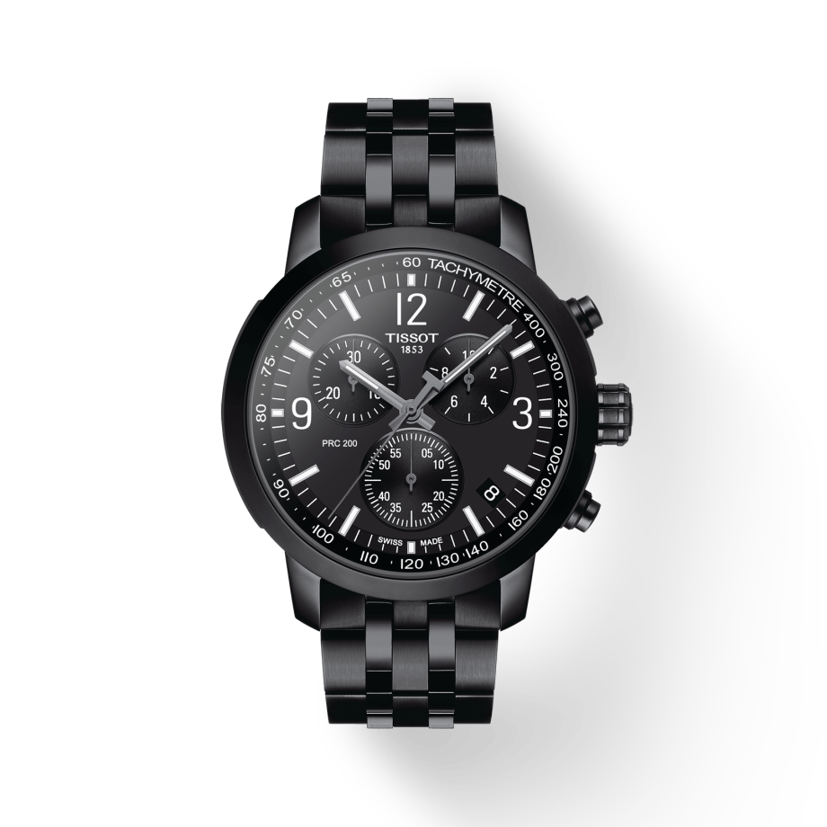 Tissot PRC 200 Chronograph Black Dial Black Steel Strap Watch For Men - T114.417.33.057.00 Buy Now By Tissot