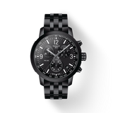 Tissot PRC 200 Chronograph Black Dial Black Steel Strap Watch For Men - T114.417.33.057.00 Buy Now By Tissot