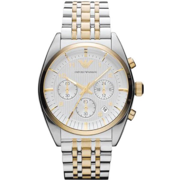Emporio Armani Classic Chronograph White Dial Two Tone Steel Strap Watch For Men - AR0396 Buy Now By Emporio Armani