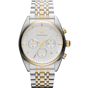 Emporio Armani Classic Chronograph White Dial Two Tone Steel Strap Watch For Men - AR0396 Buy Now By Emporio Armani