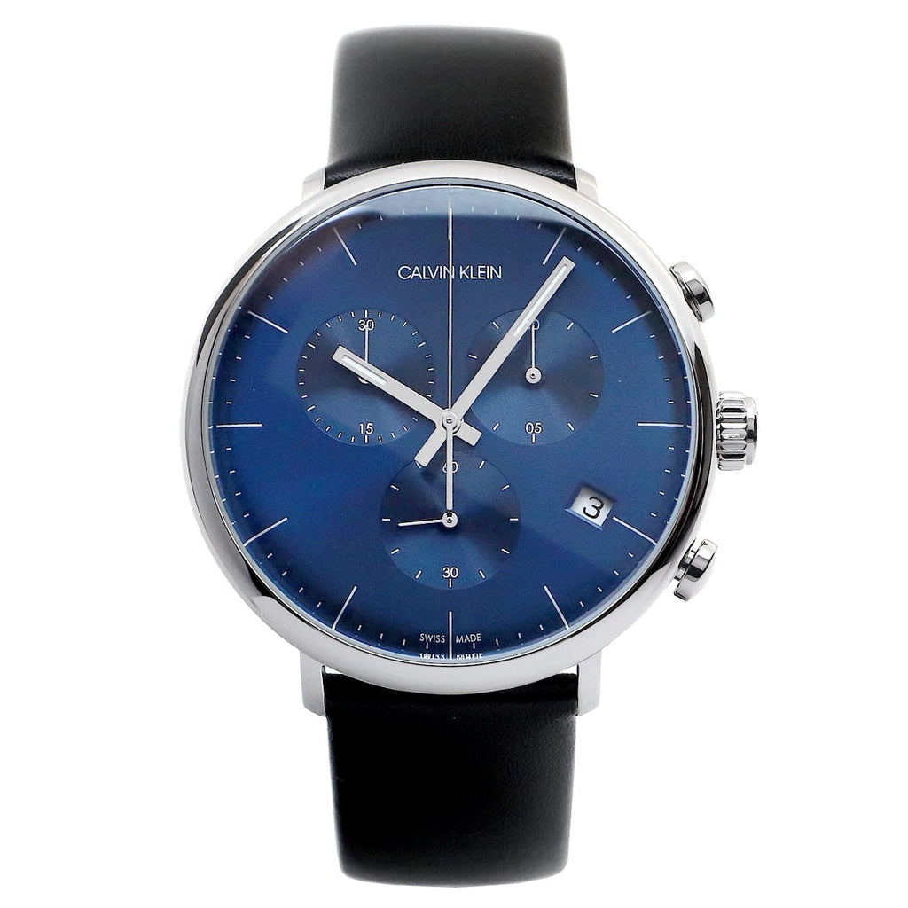 Calvin Klein High Noon Chronograph Blue Dial Black Leather Strap Watch for Men - K8M271CN Buy Now By Calvin Klein