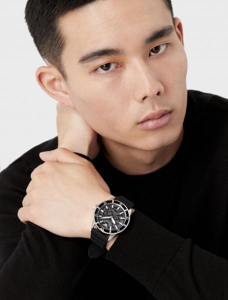 Emporio Armani Meccanico Automatic Black Dial Black Silicone Strap Watch For Men - AR60062 Buy Now By Emporio Armani