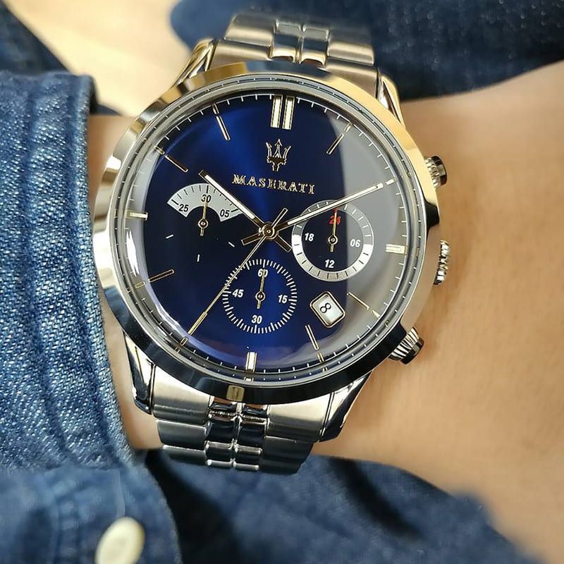 Maserati Ricordo Chronograph Blue Dial Silver Steel Strap Watch For Men - R8873633001 Buy Now By Maserati