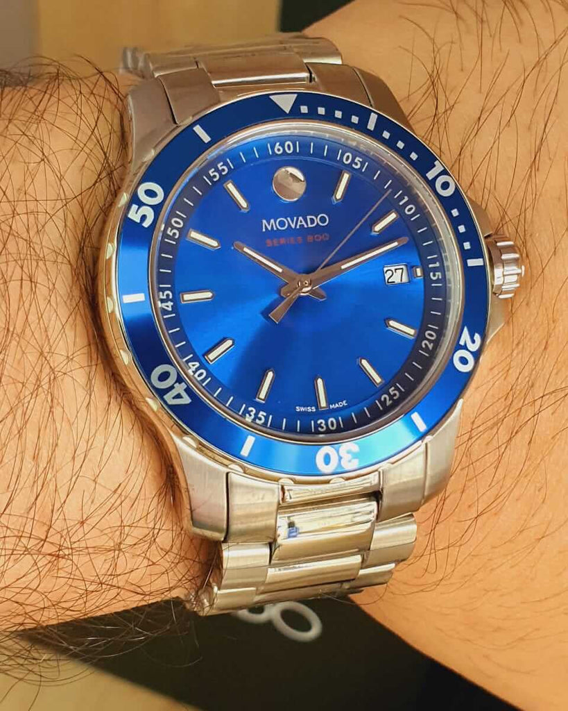 Movado Series 800 Blue Dial Silver Steel Strap Watch for Men - 2600151 Buy Now By Movado