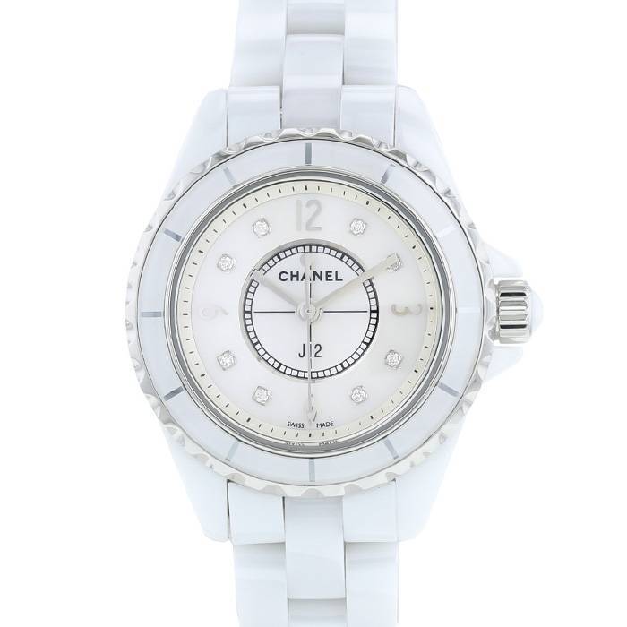 Chanel J12 Diamonds Quartz Mother of Pearl White Dial White Steel Strap Watch for Women - J12 H2570 Buy Now By Chanel