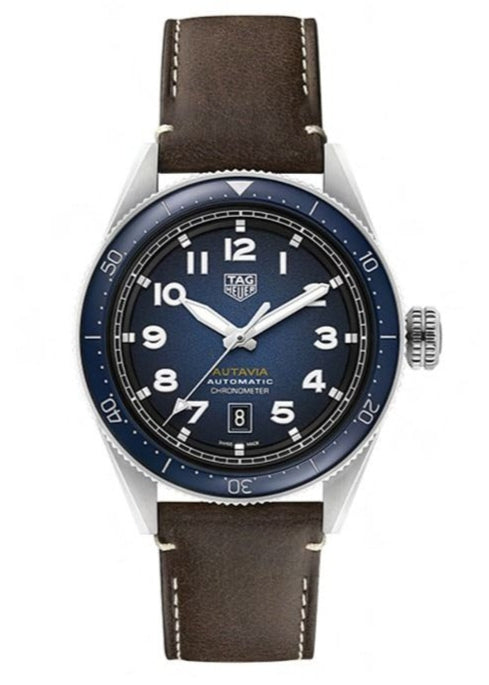 Tag Heuer Autavia Calibre 5 Automatic Blue Dial Brown Leather Strap Watch for Men - WBE5116.FC8266 Buy Now By Tag Heuer