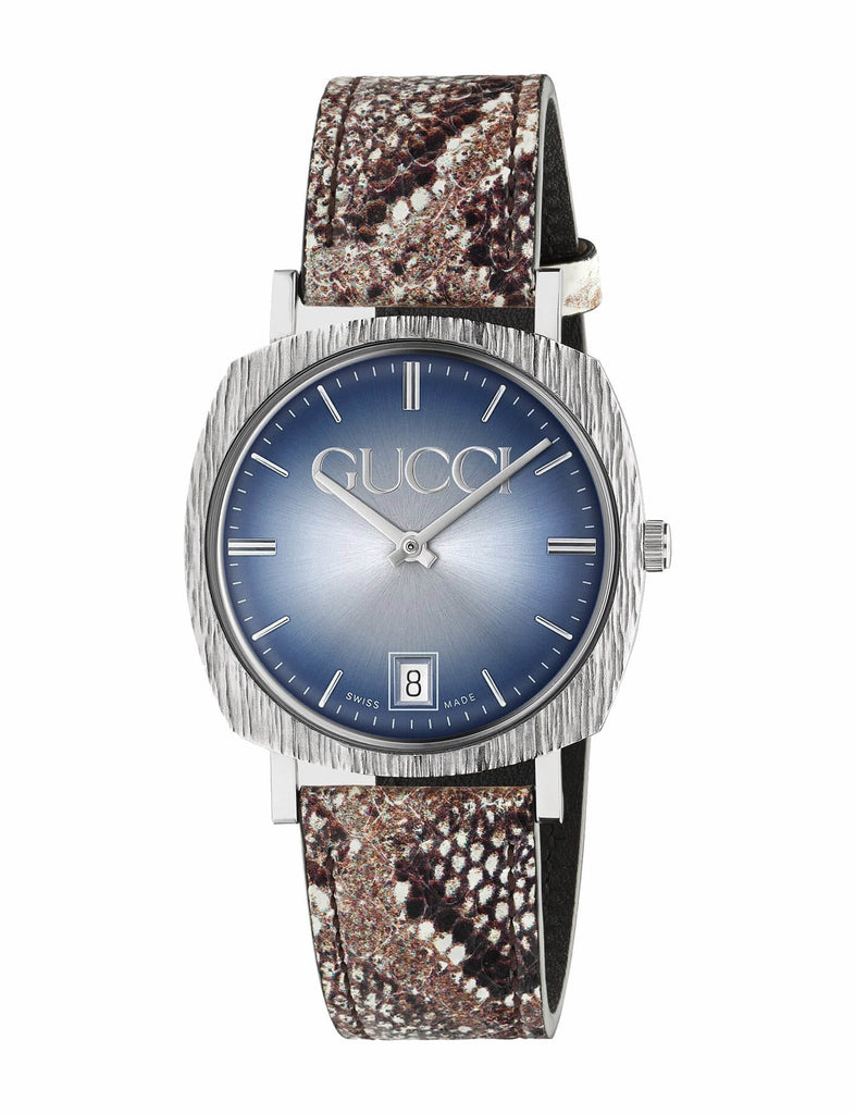 Gucci Grip Vintage Blue Dial Snakeskin Brown Leather Strap Watch for Women - YA152401 Buy Now By Gucci