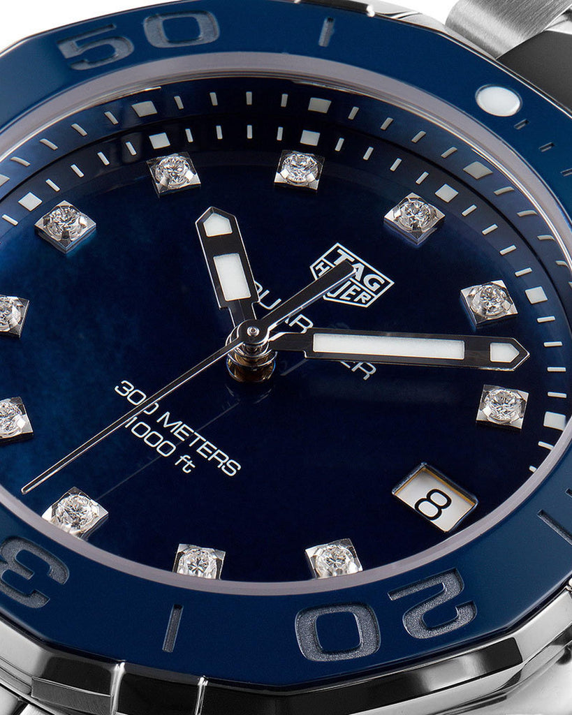 Tag Heuer Aquaracer Quartz Mother of Pearl Blue Dial Blue NATO Strap Watch for Women - WAY131L.FT6091 Buy Now By Tag Heuer