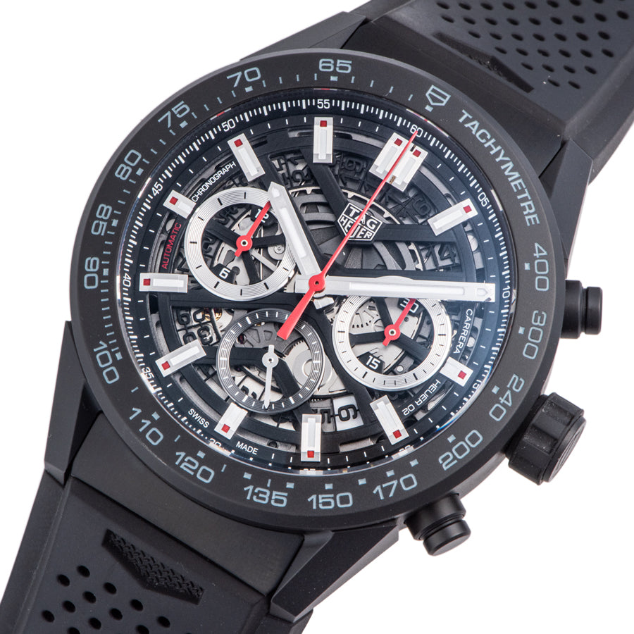 Tag Heuer Carrera Automatic Chronograph Black Dial Black Rubber Strap Watch for Men - CBG2A90.FT6173 Buy Now By Tag Heuer