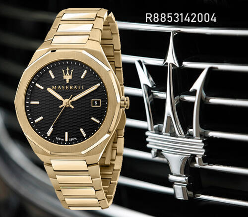 Maserati Stile Black Dial Gold Steel Strap Watch For Men - R8853142004 Buy Now By Maserati