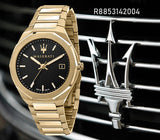 Maserati Stile Black Dial Gold Steel Strap Watch For Men - R8853142004 Buy Now By Maserati