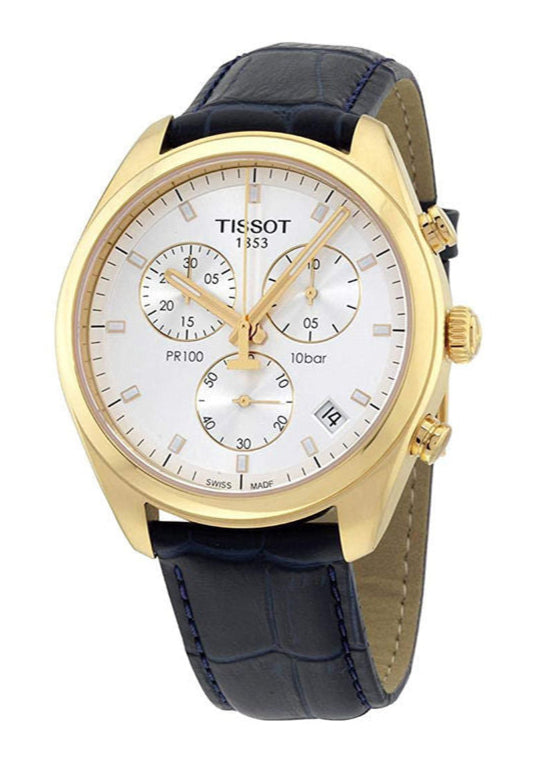 Tissot T Classic PR 100 Chronograph Silver Dial Black Leather Strap Watch for Men - T101.417.36.031.00 Buy Now By Tissot