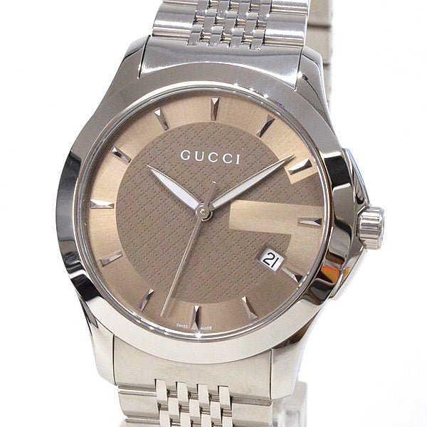 Gucci G Timeless Brown Dial Silver Steel Strap Watch For Men - YA126406 Buy Now By Gucci