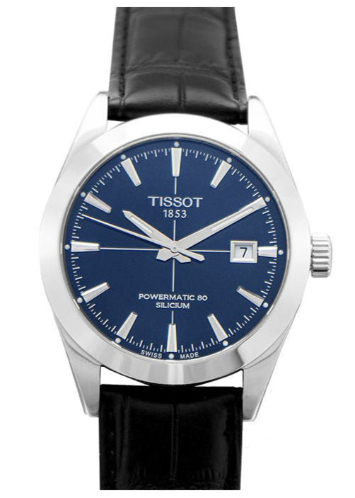 Tissot Gentleman Powermatic 80 Silicium Blue Dial Black Leather Strap Watch For Men - T127.407.16.041.01 Buy Now By Tissot