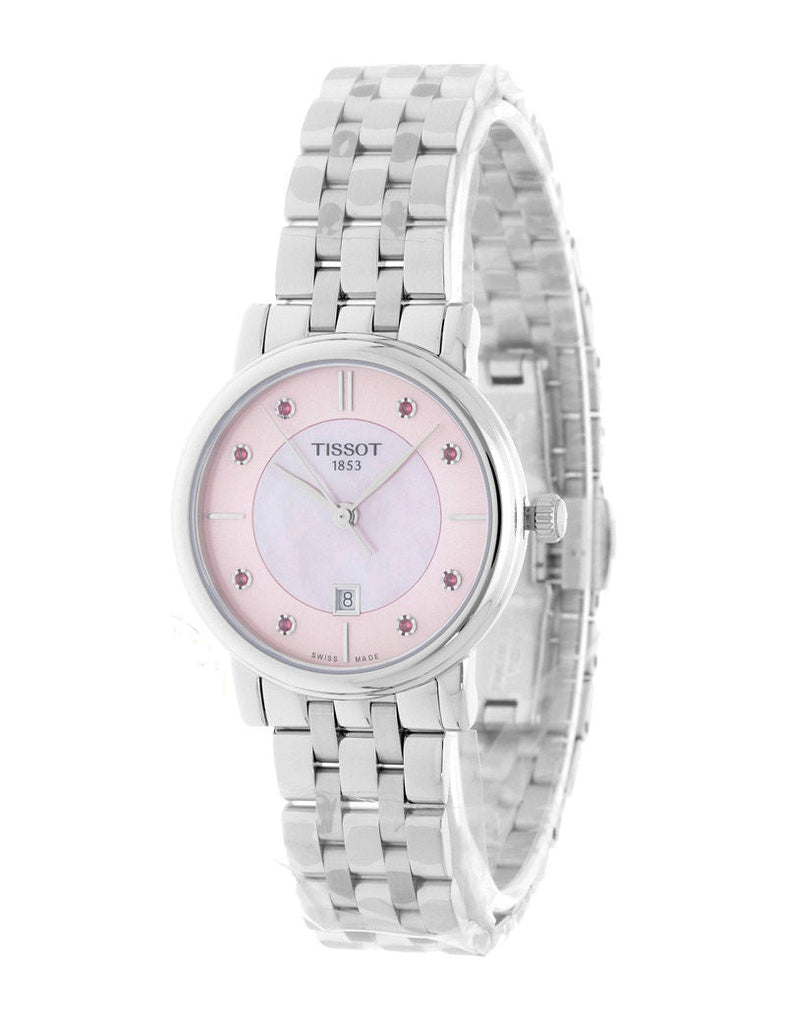 Tissot Carson Premium Lady Mother of Pearl Pink Dial Silver Steel Strap Watch For Women - T122.210.11.159.00 Buy Now By Tissot