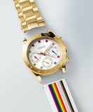Guess Exclusive Multi Color White Dial Gold Steel Strap Watch for Women - GW0457L1 Buy Now By Guess