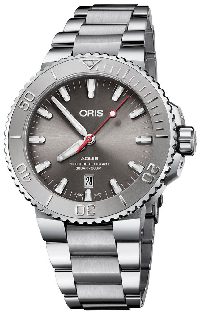 Oris Aquis Date Relief Grey Dial Silver Steel Strap Watch for Men - 0173377304153-0782405PEB Buy Now By Oris
