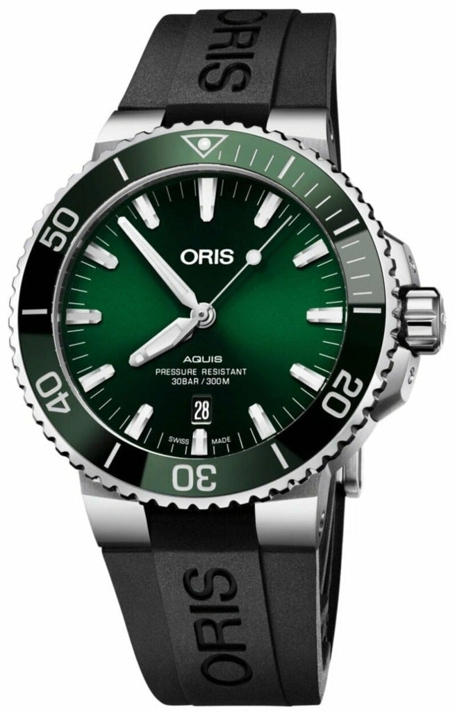 Oris Aquis Date Green Dial Black Rubber Strap Watch for Men - 0173377304157-0742464EB Buy Now By Oris