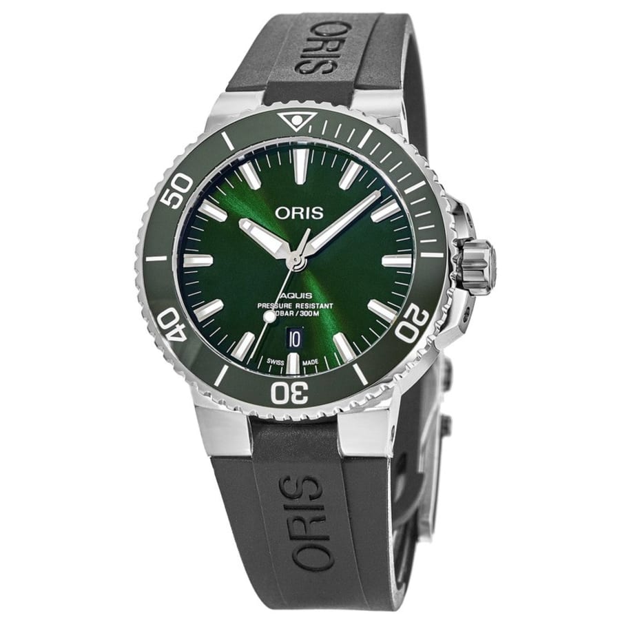 Oris Aquis Date Green Dial Black Rubber Strap Watch for Men - 0173377304157-0742464EB Buy Now By Oris