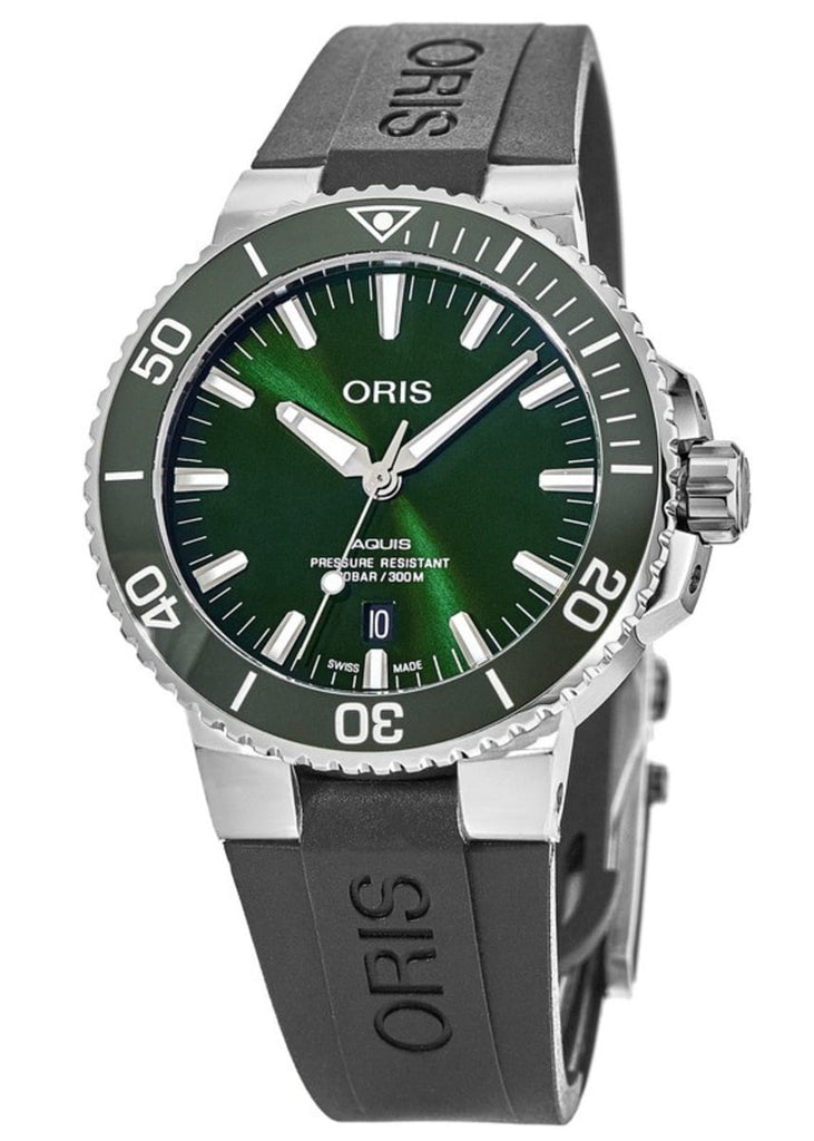 Oris Aquis Date Green Dial Black Rubber Strap Watch for Men - 0173377304157-0742464EB Buy Now By Oris