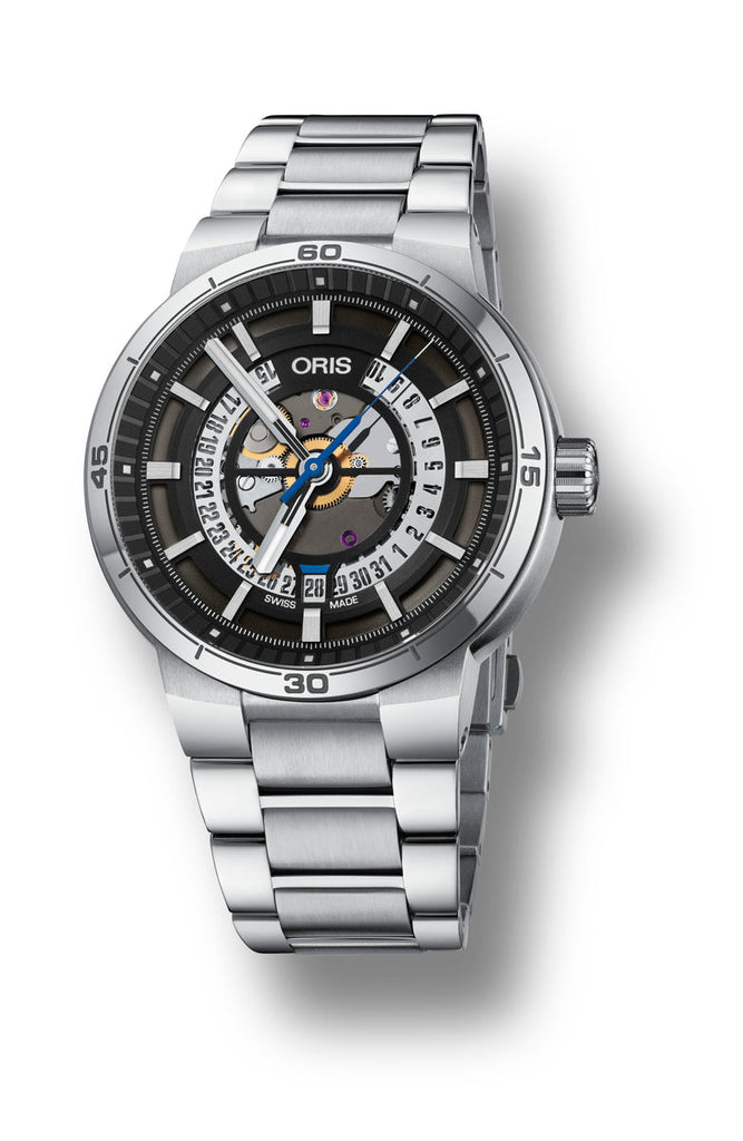 Oris TT1 Engine Date Skeleton Black Dial Silver Steel Strap Watch for Men - 0173377524124-0782408 Buy Now By Oris