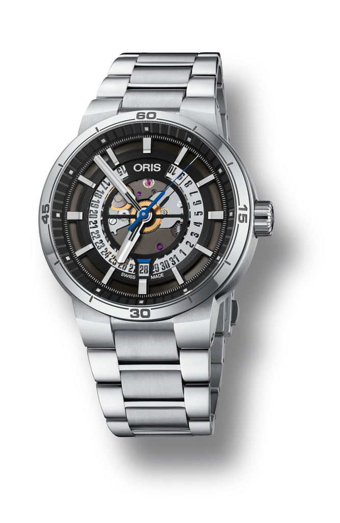 Oris TT1 Engine Date Skeleton Black Dial Silver Steel Strap Watch for Men - 0173377524124-0782408 Buy Now By Oris
