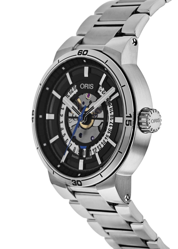 Oris TT1 Engine Date Skeleton Black Dial Silver Steel Strap Watch for Men - 0173377524124-0782408 Buy Now By Oris