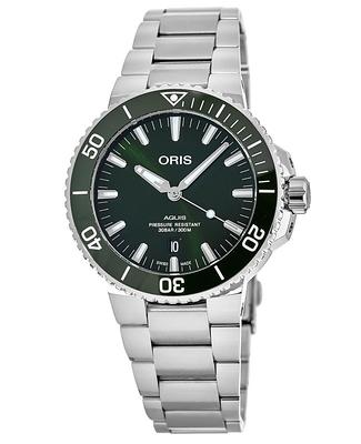 Oris Aquis Date Green Dial Silver Steel Strap Watch for Men - 0173377304157-0782405PEB Buy Now By Oris