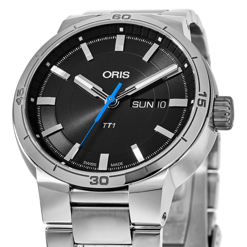 Oris TT1 Day Date Black Dial Silver Steel Strap Watch for Men - 0173577524154-0782408 Buy Now By Oris