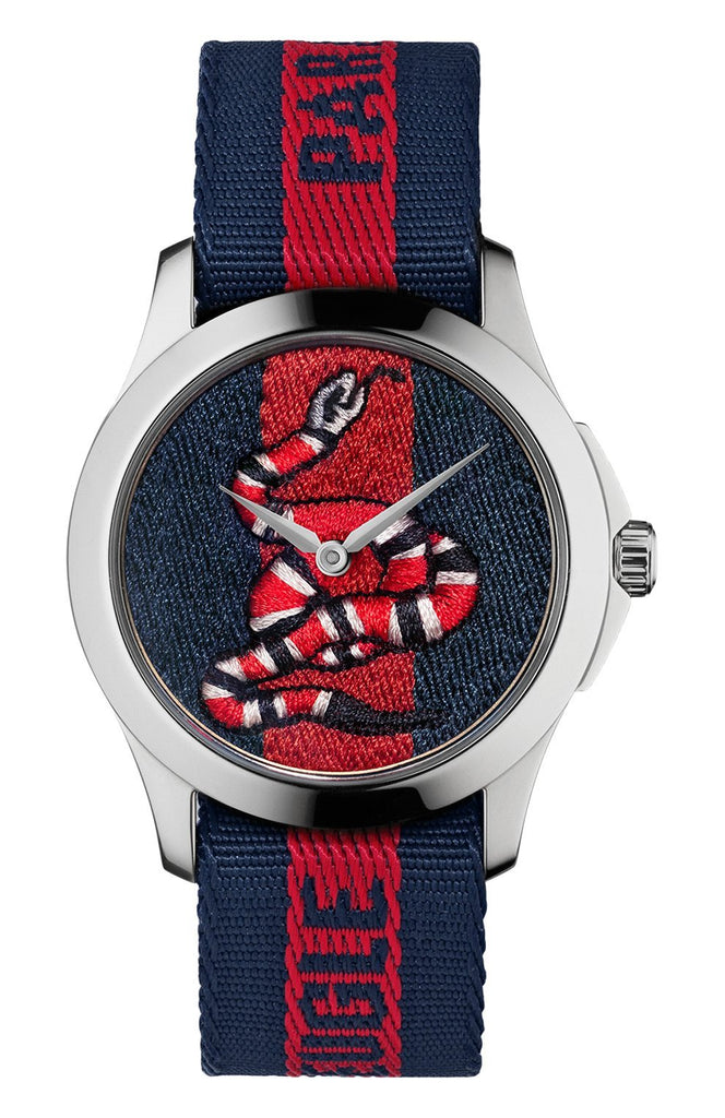 Gucci Le Marche Des Merveilles Blue Red Dial Blue Red Nylon Strap Unisex Watch - YA126493 Buy Now By Gucci