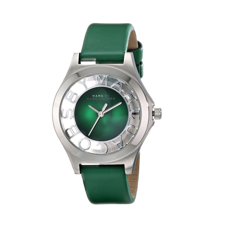 Marc Jacobs Henry Skeleton Green Dial Green Leather Strap Watch for Women - MBM1336 Buy Now By Marc Jacobs