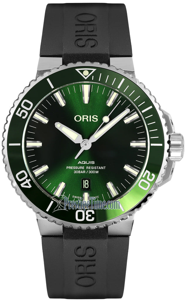 Oris Aquis Date Green Dial Black Rubber Strap Watch for Men - 0173377304157-0742464EB Buy Now By Oris