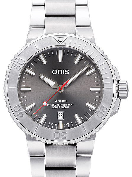 Oris Aquis Date Relief Grey Dial Silver Steel Strap Watch for Men - 0173377304153-0782405PEB Buy Now By Oris