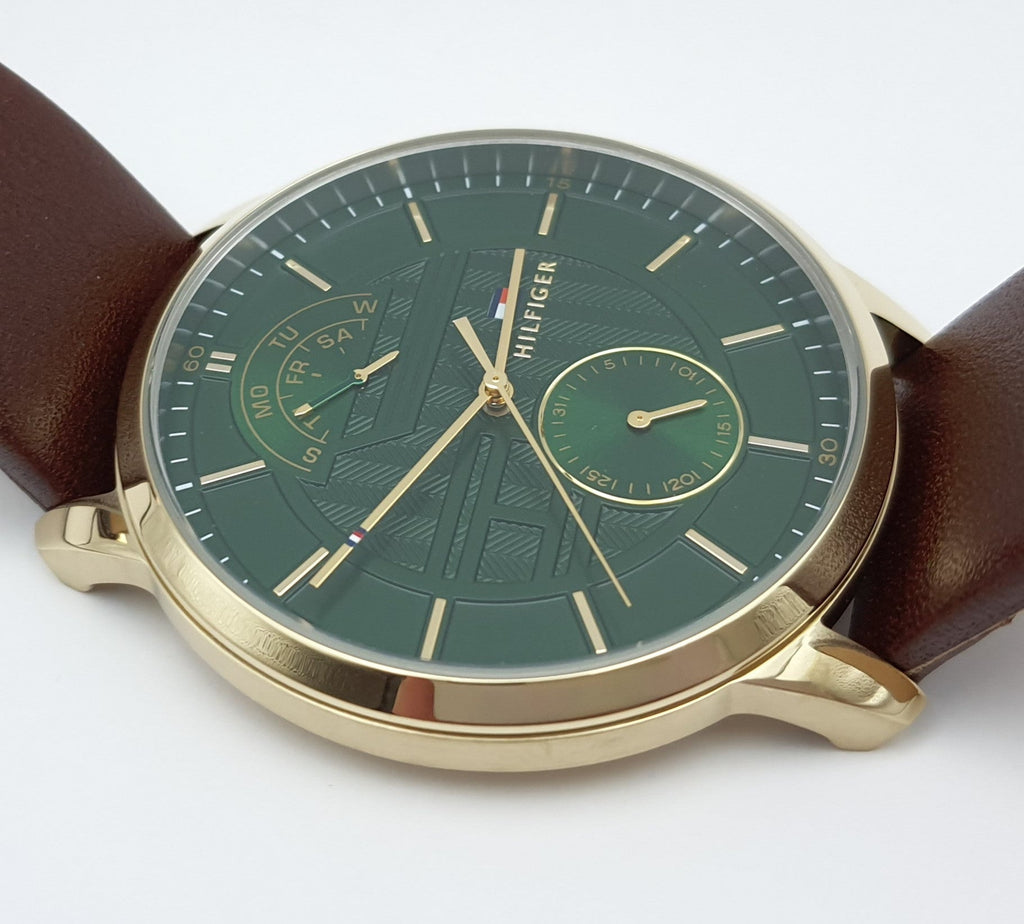 Tommy Hilfiger Hunter Green Dial Brown Leather Strap Watch for Men - 1791607 Buy Now By Tommy Hilfiger